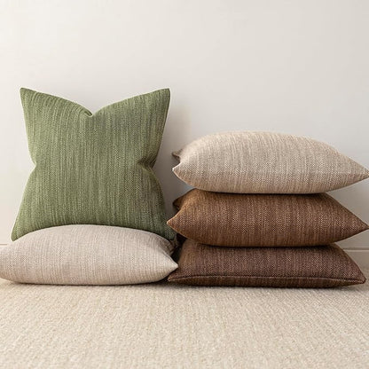 Foindtower Set of 2 Decorative Textured Burlap Linen Throw Pillow Covers - Image 6