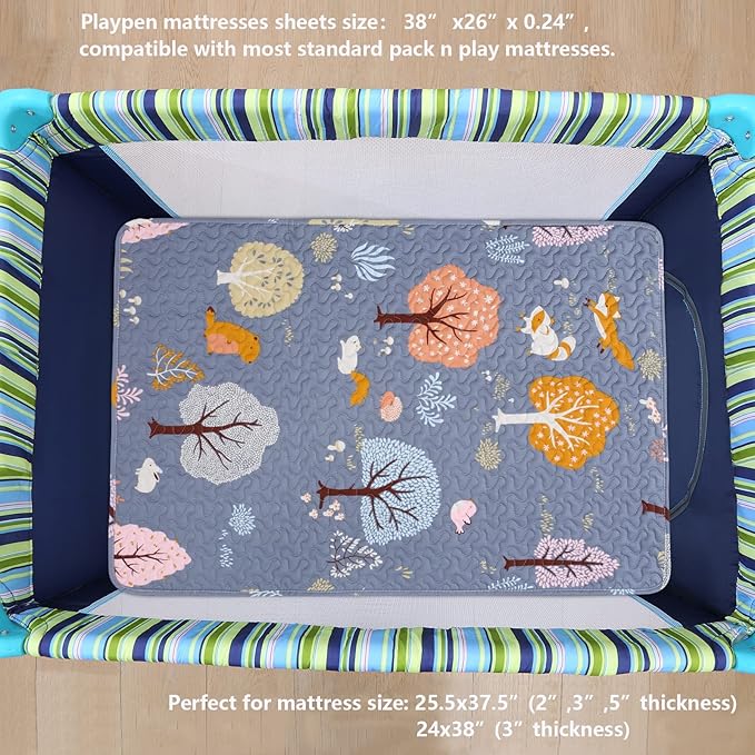 Padded Pack n Play Sheets Breathable Thick Pack and Play Mattress Protector - Image 3