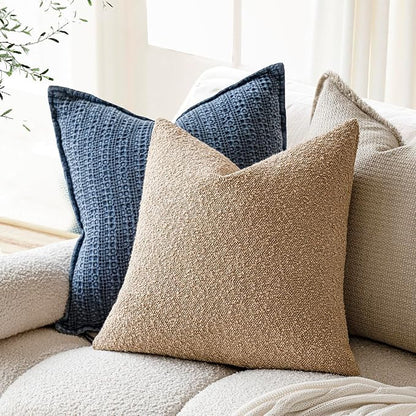 Foindtower Pack of 2 Textured Boucle Throw Pillow Covers Accent Solid Pillow - Image 5