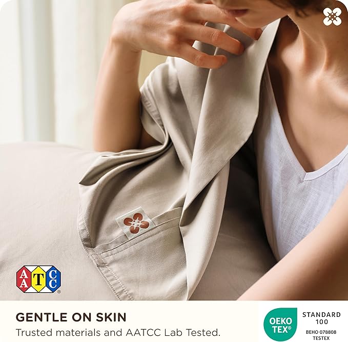 Bedsure Cooling Sheets, Rayon Derived from Bamboo & Cotton Blend, GentleSoft - Image 4