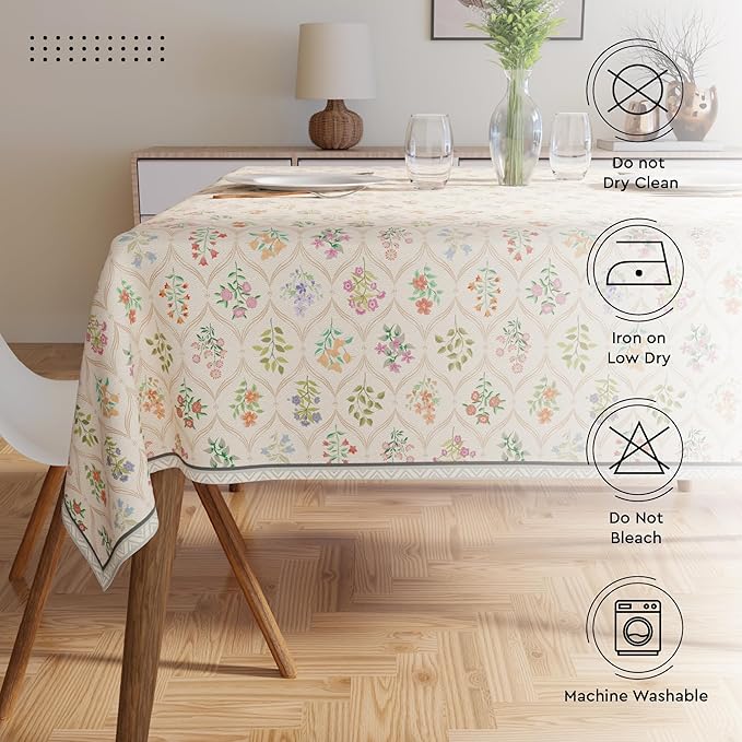 Encasa XO Square 56"x56" Tablecloth | Water-Repellent Polyester Dining Table - Image 5