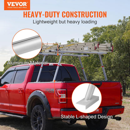 vevor truck rack with 8 non-drilling c-clamps, 19-34in shown in use
