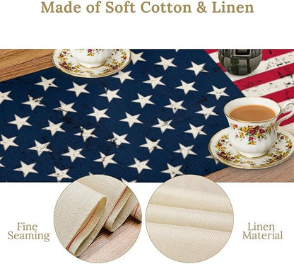 July 4th Table Runner Rustic American USA Flag Seasonal Dinner Runner - Image 5