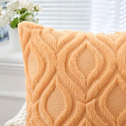 MIULEE Orange Fall Throw Pillow Covers 12x20 Inch, Soft Plush Faux Wool Solid - Image 2