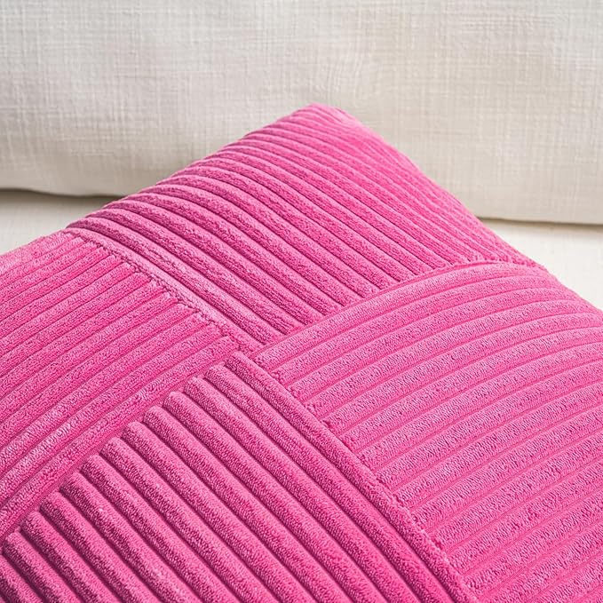 Fancy Homi 2 Packs Hot Pink Long Lumbar Decorative Throw Pillow Covers 12x24 - Image 3
