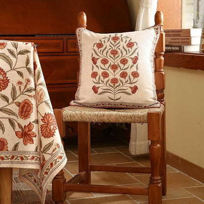 ISAENNE Design Linen Square Vintage Throw Pillow Covers 18"x18", Brick Red - Image 6