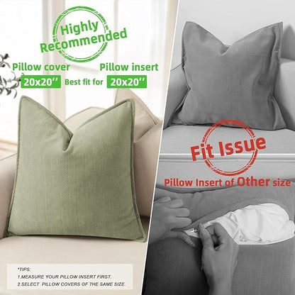 ZWJD Sage Green Pillow Covers 20x20 Set of 2 Chenille Throw Pillow Covers - Image 3
