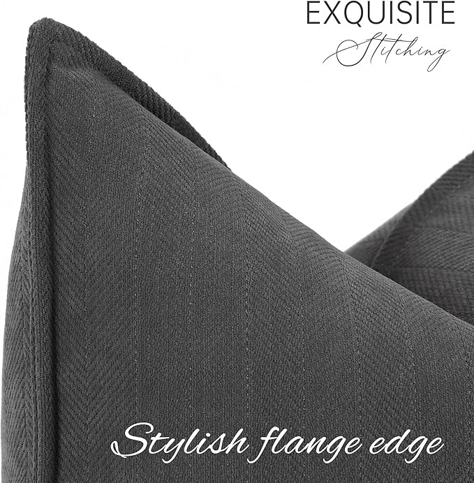 ZWJD Rustic Gray Pillow Covers 12x20 Set of 2 Chenille Throw Pillow Covers - Image 2