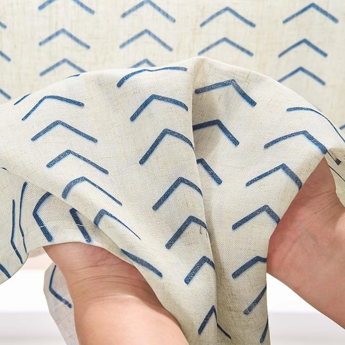 jinchan Arrow Boho Linen Blend Kitchen Curtains 36 Inch Length Herringbone - Image 3