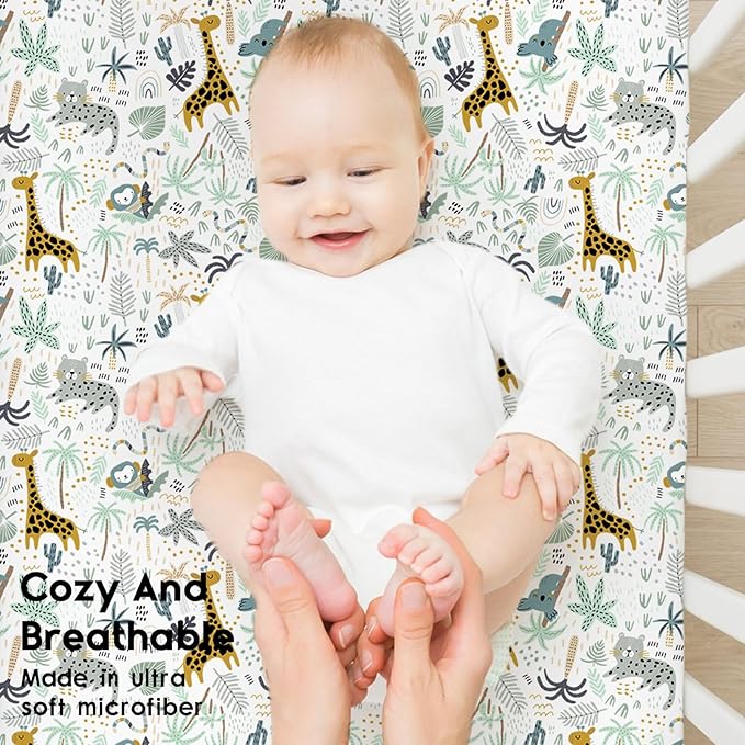 Yoofoss Baby Crib Sheets for Boys Girls, Fitted Crib Sheet 2 Pack for Standard - Image 4