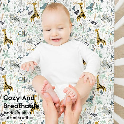 Yoofoss Baby Crib Sheets for Boys Girls, Fitted Crib Sheet 2 Pack for Standard - Image 4