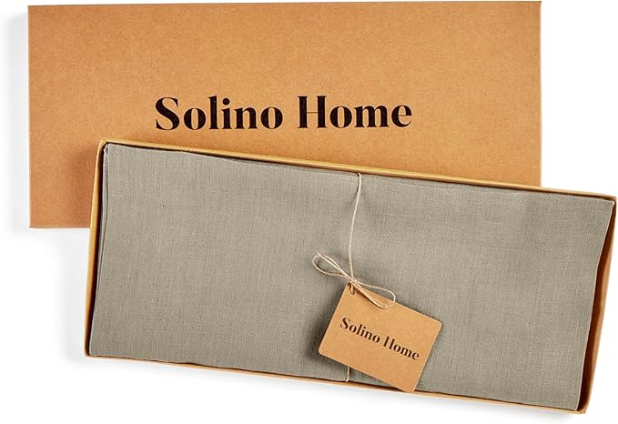 Solino Home Linen Vintage Khaki Table Runner 132 Inches Long - Image 5