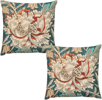 William Morris Floral Original Throw Pillow Covers Boho Chic Retro Floral Cozy by XBDDZSW