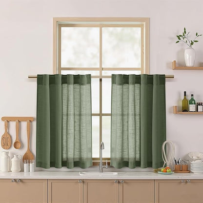 Nanspring Semi Sheer Short Linen Curtains 36 Inch Length by Nanspring