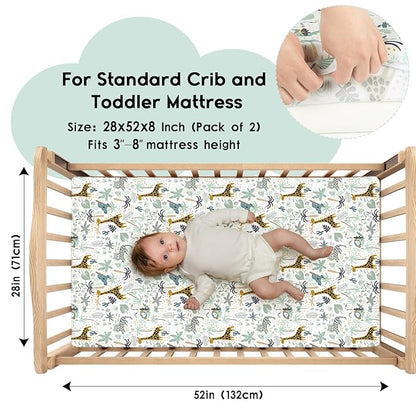 Yoofoss Baby Crib Sheets for Boys Girls, Fitted Crib Sheet 2 Pack for Standard - Image 2