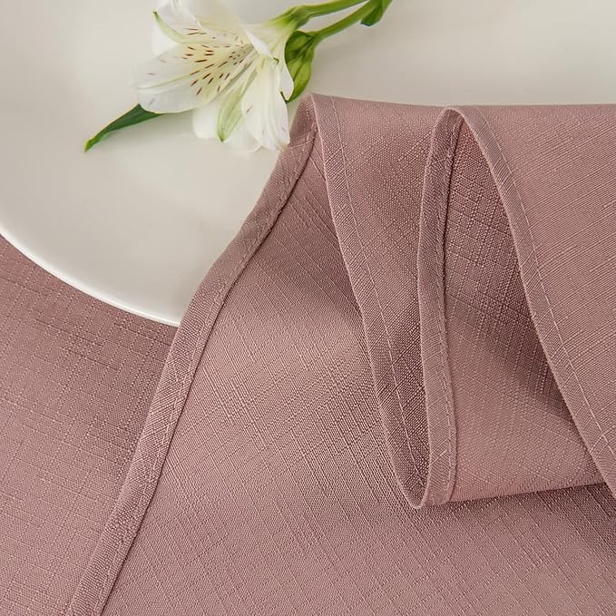 maxmill Round Linen Looking Textured Tablecloth Spill-Proof Wrinkle Free Soft - Image 8