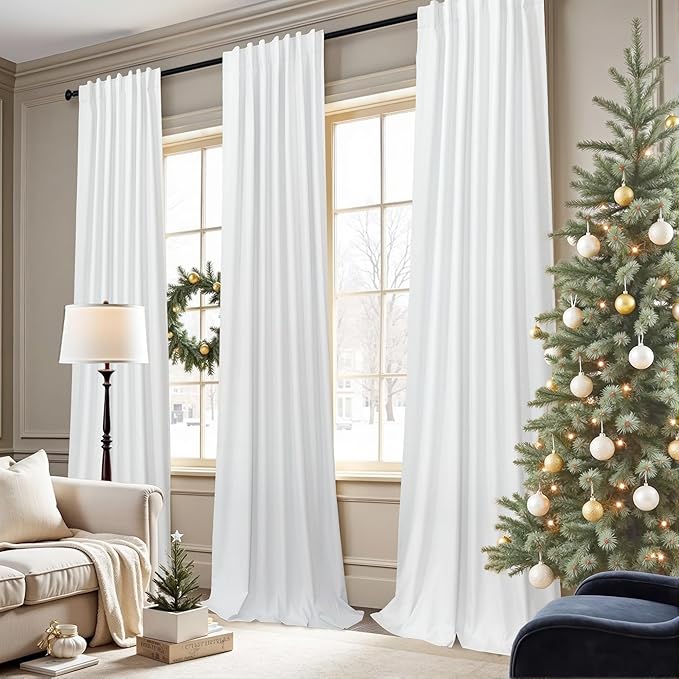 Black Out Curtains 63 Inch Long Small White Blackout Energy Saving Dining Room - Image 3