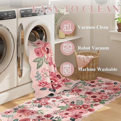 DUKINO 6x9 Area Rug, Floral Washable Rugs - Image 5