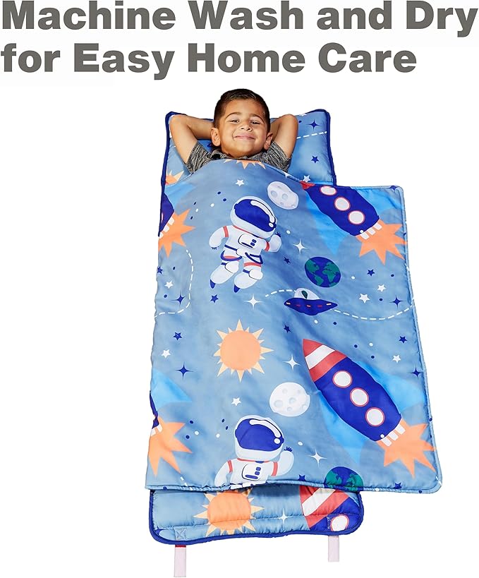 EVERYDAY KIDS Nap Mat w/Removable Pillow -Outer Space Adventures- Carry Handle - Image 6