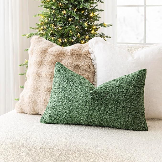 Foindtower Pack of 2 Textured Boucle Throw Pillow Covers Accent Solid - Image 4