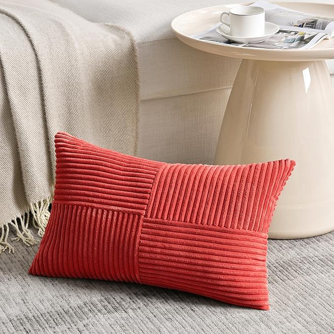 Fancy Homi 2 Packs Red Lumbar Decorative Throw Pillow Covers 14x24 Inch - Image 2