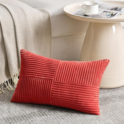 Fancy Homi 2 Packs Red Long Lumbar Decorative Throw Pillow Covers 16x24 Inch - Image 2