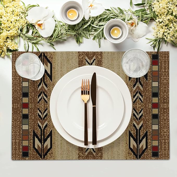 Giwawa Southwestern Placemats Rustic Tribal Geometric Decorative Table Mat - Image 3