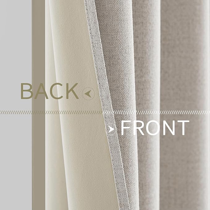 MIULEE Linen Textured Curtains Solid 100% Blackout - Image 6