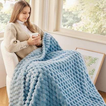 NEWCOSPLAY Super Soft King Blanket Blue Premium Silky Flannel Fleece 3D Clouds - Image 8