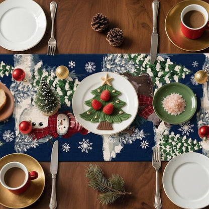 Artscope Reindeer Snowman Christmas Tree Table Runner, Xmas Winter Snowflakes - Image 7