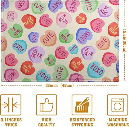 Valentine Pink Love Heart Candy Placemats Set of 4 Valentines Seasonal Table - Image 4
