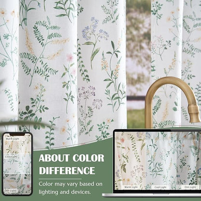 jinchan Spring Floral Kitchen Curtains Over Sink Farmhouse Linen Tier Curtains - Image 9