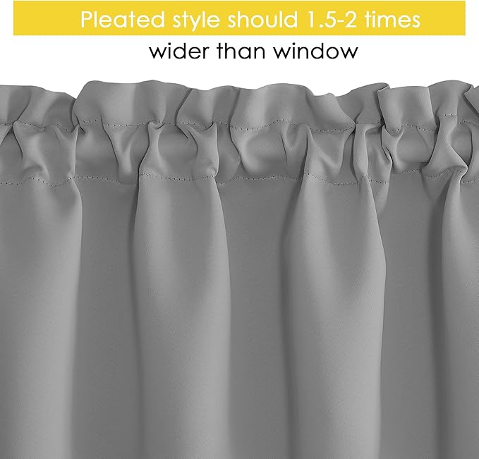 NICETOWN Silver Grey Bathroom Blackout Curtains Window Valance Thermal - Image 3