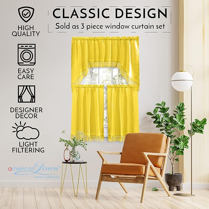 American Linen Café Curtains for Kitchen, Bathroom Curtains - Image 5