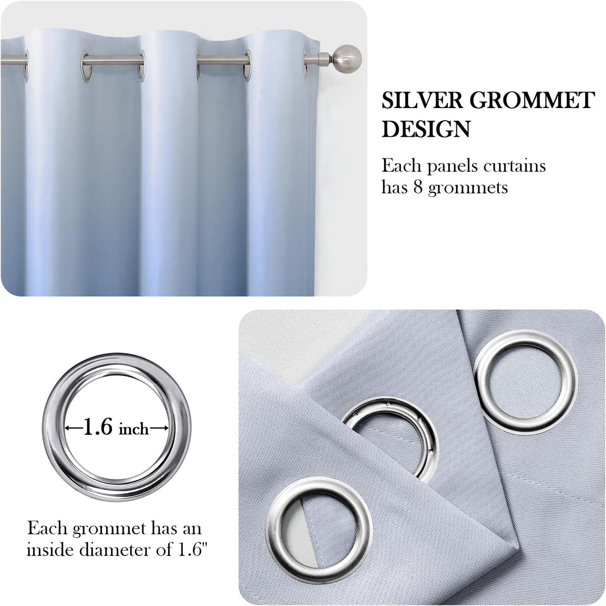 homeideas navy blue ombre blackout curtains 52w x, package contents