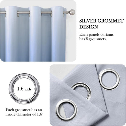 homeideas navy blue ombre blackout curtains 52w x, package contents