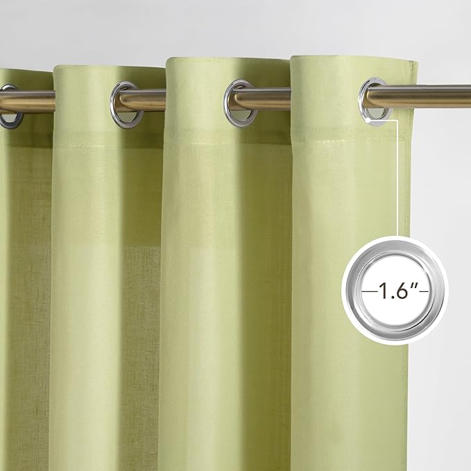 NICETOWN Fresh Green Linen Curtains - Image 2