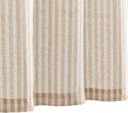 Vangao Stripe Farmhouse Kitchen Curtains 24 Inch Length Linen Cafe Curtains - Image 2
