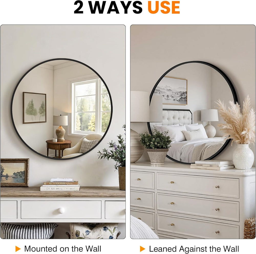 TRAHOME Black Round Bathroom Mirror, 2 Pack 22” Vanity Circle Wall Mirror