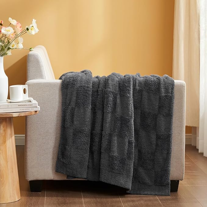 Snuggle Sac Faux Fur Checkered Blanket Twin Size - Image 6