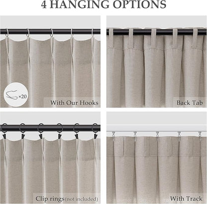 Apricot Pinch Pleat Linen Curtains 63 Inch Length 2 Panels Set - Image 2
