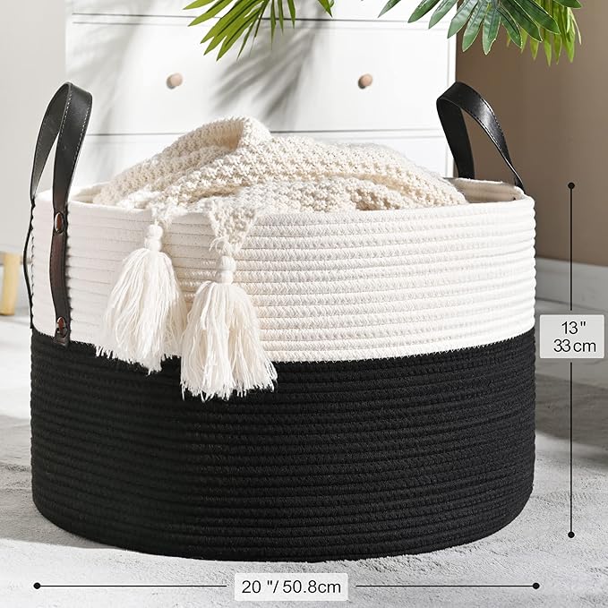 KAKAMAY Large Blanket Basket, Woven Baskets - Image 6