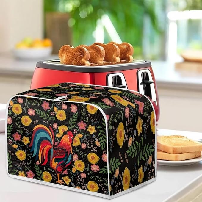 ZFRXIGN Sunflower Chicken Toaster Cover 4 Slice Wide Slot Toaster Rooster Cover - Image 3