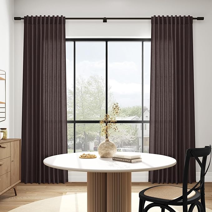 Cocoa Coffee Linen Curtains 72 Inch Long - Image 6