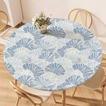 Fitted Round Tablecloth with Elastic Edge – Washable, Wrinkle-Free Table Cover by Unknown