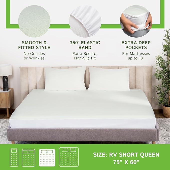 Four Seasons Essentials RV Short Queen Size Waterproof Mattress Protector - Image 4
