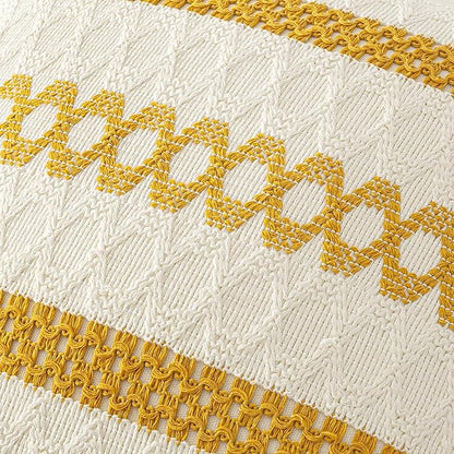 MIULEE Set of 2 Mustard Yellow Boho Decorative Lumbar Pillow Covers 12x20 Inch - Image 4