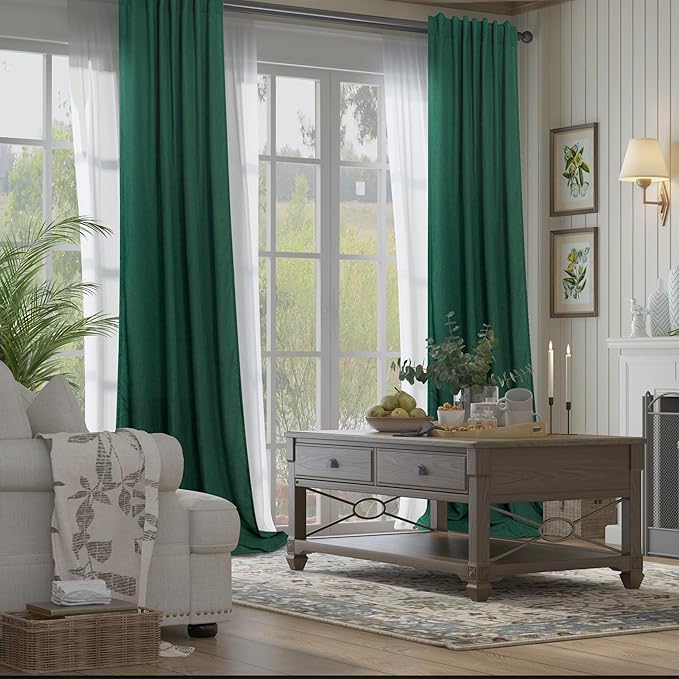 Dark Green Curtains 96 Inches Long - Image 3