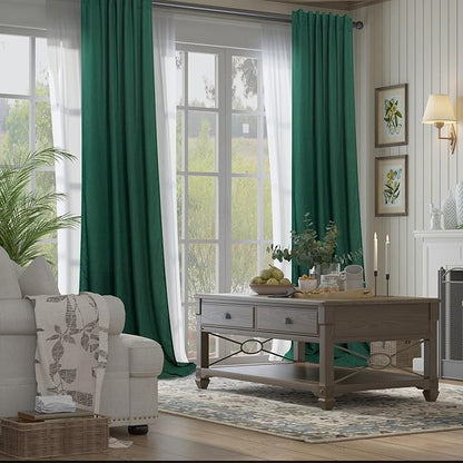 Dark Green Curtains 84 Inch Length - Image 2