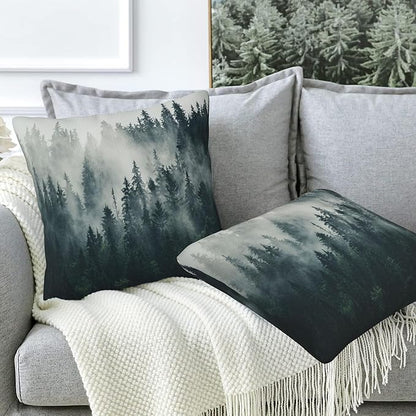 Misty Forest Throw Pillow Cover Case Foggy Forest Throw Pillows Set of 2 Super - Image 5
